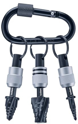toolant Mini Step Drill Bit, 3PCS Set (1/8-3/4), 1/4 Hex Shank, Only 1” Short Drill Body for Extremely Tiny Spaces, M2 HSS & Nitriding Coating, Includes Carabiner & Quick-Release Couplers
