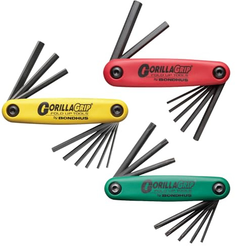 Bondhus 12533 GorillaGrip« Hex and Star Fold-up Triple Pack, 12587 (2-8 mm), 12589 (5/64-1/4 pulgadas) y 12634 (T9-T40)