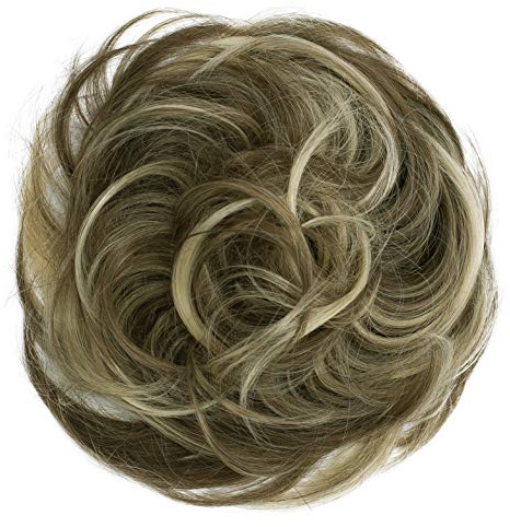 CAISHA Haargummi Bella Hochsteckfrisuren Haarteil Hochzeitfrisuren Voluminös Leicht Gewellt Hitzebeständige Kunstfaser DM17cm Braun Blond Mix G38B