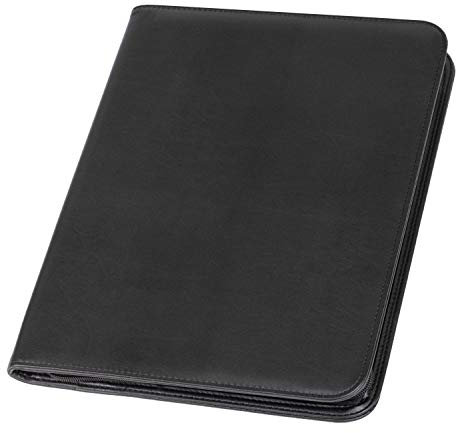 Alassio 30067 - Reißverschlussmappe DIN A4 LORENZO, Schreibmappe in schwarz Organisationsmappe ca. 34 x 25 cm, Konferenzmappe mit Block, Einschubfächern, Stiftschlaufe und 4 Visitenkartenfächer