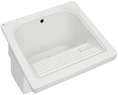 VASCA LAVATOIO Ceramica 60x60 con STRIZZATOIO Integrato per Top o Mobile da Incasso o Installazione con STAFFE Anche in Esterno Incluso di PILETTA in Acciaio E SIFONE