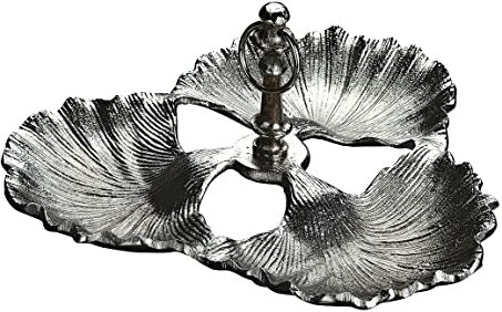 MF Qualitäts Produkt Gilde Alu Ginkgo Schale Servierschale Schwarz Metallic Höhe 15cm Durchmesser 33cm