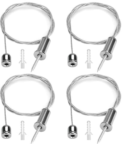 JaneYi 4 pezzi Kit Montaggio Pannelli LED Cavo di Sospensione Regolabile in Acciaio Inossidabile Filo Cavetto per Lampada a Sospensione per Pannello LED Lampade Sospese Acquario - 1 Metro