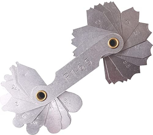 Medidor de radio, R1-6.5mm Acero Inoxidable Radius Filet Gauge Herramientas de medición para fabricantes de moldes, maquinistas, trabajadores, arquitectos
