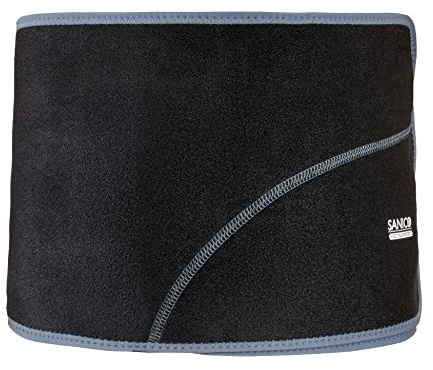 SANICO Rückenbandage - Elastische Rücken-Bandage mit Kompression - Orthopädische Neopren-Bandage für Stabilität, Entlastung, Blutzirkulation - Atmungsaktives Gewebe - 110 x 0,3 x 24 cm