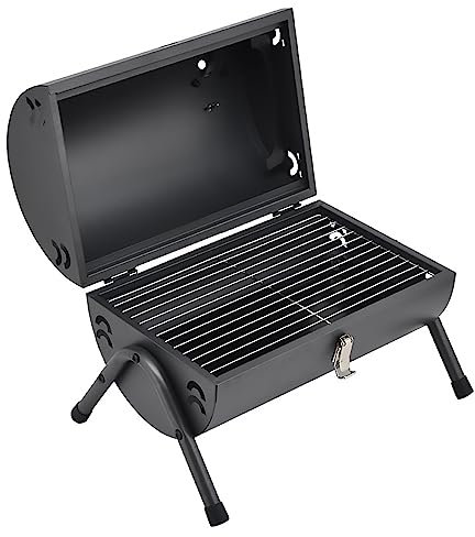 Barbacoa portátil de acero inoxidable barbacoa de carbón al aire libre barril parrilla de doble cara barbacoa plegable con orificios de ventilación adecuado para jardín camping picnics fiestas