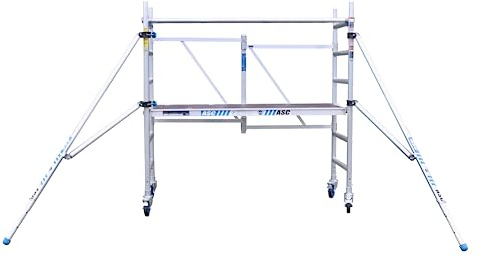 ASC Group A-Line Aluminum Scaffold Advanced | Stackable Folding Tower with Hatch | Stacked Load Capacity of 1000 lbs | 8'8 Stacked Platform Height - 16'4 Working Height | Multipurpose Scaffolding