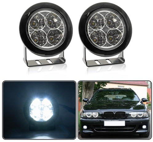 njssjd 2 x 70 mm universelle runde LED-Tagfahrleuchten DRL für Auto, ATV und Motorräder