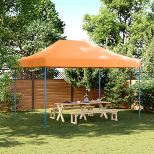 Homgoday Partytält vikbart pop-up paviljong popup-tält vikbar paviljong trädgårdstält festtält trädgårdspaviljong för strand bröllop camping lusthus UV-skydd orange 410 x 279 x 315 cm