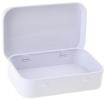 WYLZLKX Contenedor rectangular de almacenamiento conveniente latas de metal pequeñas con tapa, joyas de hojalata para mujeres y niñas, color blanco
