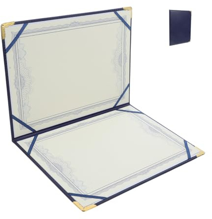 Operitacx Portadocumentos de Graduación Tamaño A3 en Cuero Pu Azul Protección para Certificados y Acabado Decorativo, Adecuado para Exhibir Diplomas y Premios