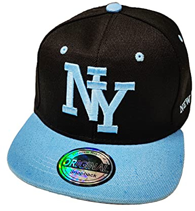 Casquette snapback USA pour adolescent et adulte Casquette de baseball Trucker Cappy Sport NY Teenie Grafiti Style, noir/bleu, taille unique