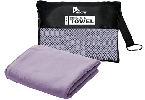azark Microfibre Towel – Quick Dry, Lightweight & Super Absorbent – Gym, Travel, Yoga, Camping & Beach – Soft & Durable – Multiple Sizes (Purple, Medium)