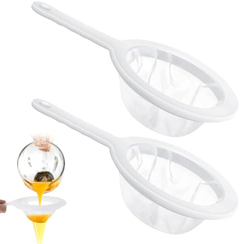 2 piezas colador fino, colador, colador de pelo de cocina, colador fino, colador de malla fina, adecuado para filtrar yogur, vino láctico y miel, blanco, 18 x 23 x 1,5 cm