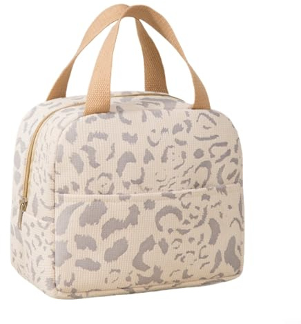 Elegante lonchera aislada para mujeres y hombres, trabajo, oficina, viajes, picnic, portátil, contenedor de alimentos, bolsa enfriadora, organizador de almacenamiento impermeable (beige)