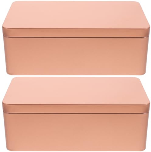 jojofuny Set 2 Scatole in Latta Rettangolari Dorate con Coperchio, Contenitori in Lamiera per Confezionare Tè e Alimenti Secchi, Confezione Regalo Versatile e Funzionale