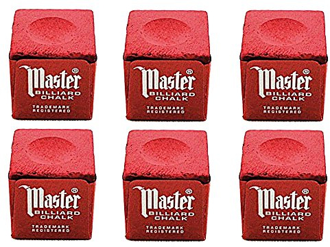 Master Set of 6 Red Billiard Pool Cue Chalk