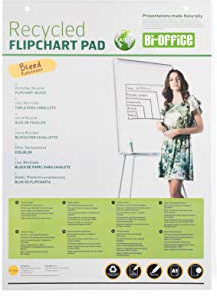 Bi-Office Earth - Blocco di Carta Riciclata Per Portablocco, A1 Forato con 2 Fori Standard, 20 Fogli Per Lavagna da 55 g/mq, Conf. da 5