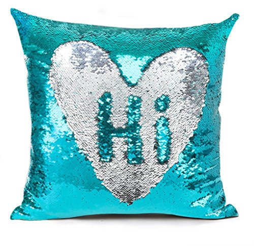 MOCOFO - Funda de cojín mágica de Sirena con Lentejuelas Brillantes Reversibles de Dos Tonos, 40 x 40 cm