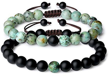 COAI Geschenkideen Partnerarmbänder Freundschaftsarmbänder aus Türkis und Matt Onyx für Damen Herren