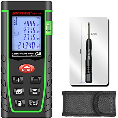 NKTECH Laser Distance Meter Telemetro Laser Range Finder 40 m 60 80 100 m NK-T40 Auto Tester MAX/MIN m ft pollice Misura Area Volume Pitagora Righello Elettrico Strumenti (NK-T40 100 ft)
