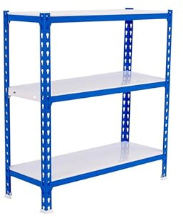 Simon Rack Étagère Rangement à 3 Niveaux, 180 kg Capacité de Charge et Point de Flexion, 900x1000x500 mm, Étagère Charge Lourde, Étagère Garage, Bleu/Blanc - Simonclick