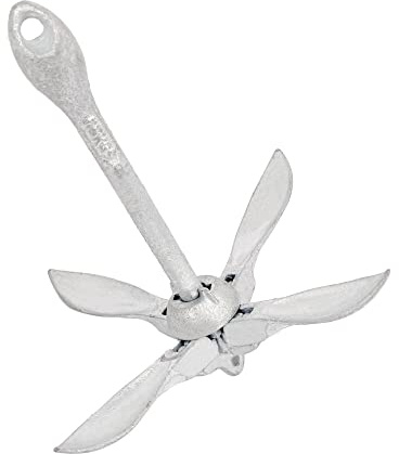 GATE14® Ancla Plegable de Acero zincado para embarcaciones Grandes y pequeñas. Fuerte para anclar y Resistente también a Aguas salobres y saladas. 0,7 kg