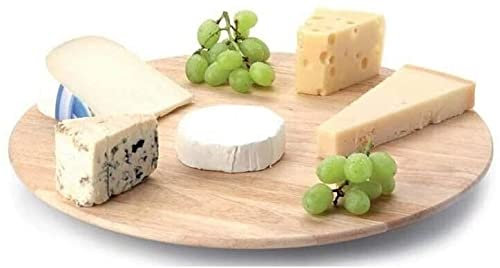 Tagliere Rotondo in Legno con Base Rotante, Diametro 40 cm, Vassoio da Portata Piatto Pizza Girevole, a 360°, per servire Dolci, Formaggi, Finger Food Tapas
