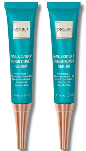 Onsen Nail & Cuticle Cream Treatment w/Japanese Tsubaki, Jojoba & Lavender Oil, Shea Butter - Strengthens Nails, Softens Cuticles - Daily Repair Care - 2x15ml