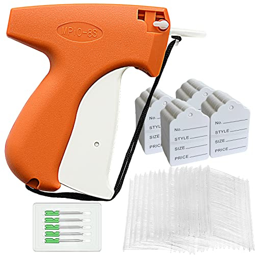Taggpistol för kläder, 2 006 delar prislapp-fästpistolkit för klädetiketter, klädtaggning applikator pistolset med 1 600 hullingar, 400 klädetiketter och 6 stålnålar, orange