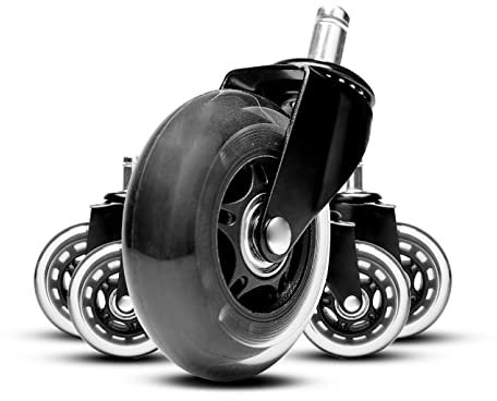 GOLIBER 5er Set Hartboden-Rollen für Bürostuhl - Sehr leise Bürostuhlrollen - Nie Wieder Bodenschutzmatte - Keine Kratzer im Boden mit diesen Premium Rollen