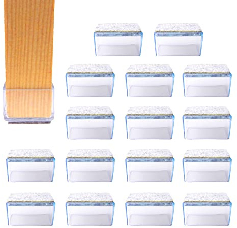 Lot de 16 capuchons de protection pour pieds de chaise - Patins en feutre - Chaussettes de chaise rectangulaires (20 x 30 mm)
