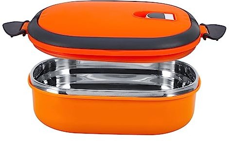 Walfront Stainless Steel Thermal Lunch Box Insulated Food Container 1-Layer Orange Box