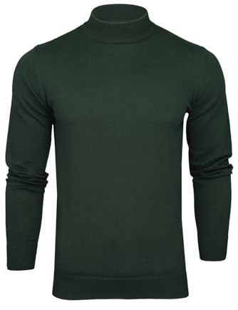 Xact Pull Homme Col Montant Slim Fit 100% Coton Premium – Maille Fine, Chic et Confortable, Style Élégant pour Automne Hiver – Pull Chaud Classique Décontracté et Habillé (Dark Khaki) XL