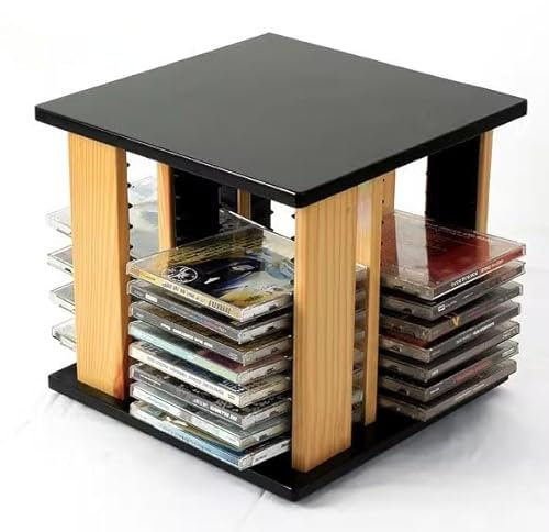 Rotating Cassette Storage Holder CD Display Rack 48 Slot CD Stand Organization for Countertop Kitchen Bathroom Cabinet