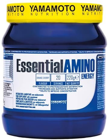 Yamamoto Essential Amino Energy 220 gr - EAA aminoacidi essenziali, pre workout, gusto Arancia-Ciliegia