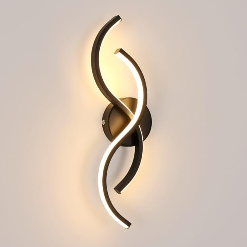 Mckalen LED Wandleuchten Modern 41CM, 15W 1687LM Wandlampe Warmweiss 3000K Schwarz für Schlafzimmer Korridor Wohnzimmer Treppe
