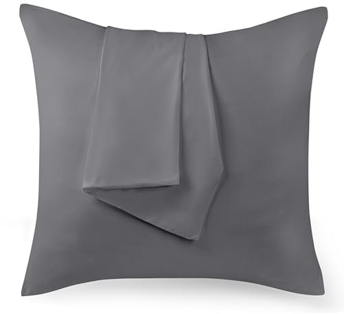 Utopia Bedding - Kissenbezug 80x80 2er Set - Kopfkissenbezug 80 x 80 aus 100% gebürsteter Mikrofaser mit Umschlagverschluss - Falten-, verblassen- und schmutzabweisende Kissenbezüge 80x80 - Grau