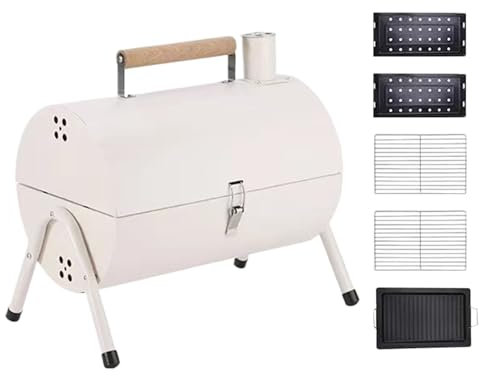 Duroecsain Barbecue a carbone a forma di barile – Smoker Grill per giardino | Griglia multifunzione per balcone terrazza giardino