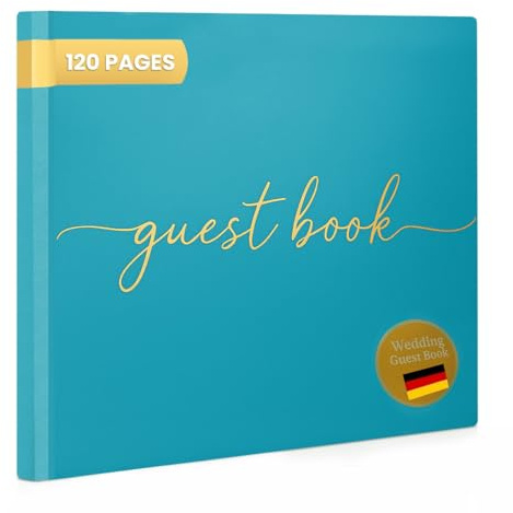 Plantvibes Libro de visitas premium para bodas – 120 páginas de papel de alta calidad, papel grueso, no se rompe, estilo vintage, con título dorado, ideal para bodas, aniversarios, cumpleaños