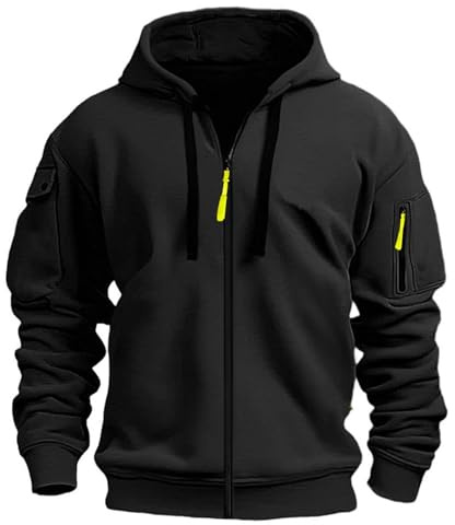 Generisk tröja, huvtröja, herr, dragkedja, tröja, bekväm sweatjacka, ledig arbetströja med fickor och dragkedja, arm, sport, utomhus, tröja, taktisk topp