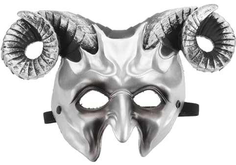 HEALSOPTHY Oxhorn Mask Halloween Party Mask Lightweight Breathable Plastic Material Adjustable For Masquerade And Holiday Events