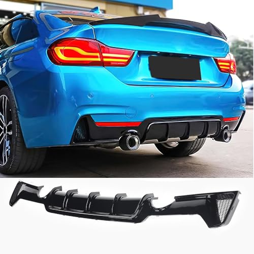 Difusor de parachoques trasero para BMW Serie 4 F32 F33 F36 2014-2020, estilo M-Performance, ABS, negro brillante, kit de carrocería con doble escape, una salida