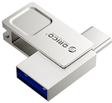 ORICO USB Stick 256GB Mini USB 3.2 Gen 1 Typ A & USB-C Flash-Laufwerk mit Keyring Memory Stick OTG für Android Smartphones, iPhone 15/16/17, MacBook und iPad, Tablet, Plug & Play