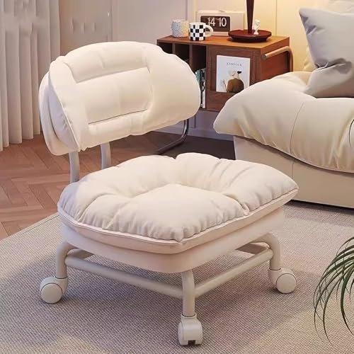 Multi-Purpose Cloud Stool with Backrest & Casters, 360° Swivel Seat, Waterproof & Wear-Resistant Thick Padding, Ergonomic Design, Quiet Rolling, Heavy Duty, Easy Clean, Soft Comfort for Home & Shoe