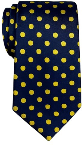 Retreez Corbata de microfibra con lunares de para hombres Azul marino y Amarillo