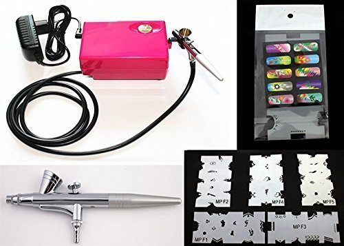 ABEST Salon Airbrush Nail art système compresseur kit airbrush Stencil AC01SRKN