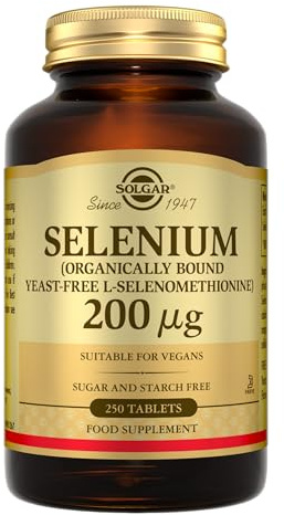 Solgar Yeast-Free Selenium 200 mcg, 250 Tablets - Supports Antioxidant & Immune System Health - Non-GMO, Vegan, Gluten Free, Dairy Free, Kosher - 250 Servings