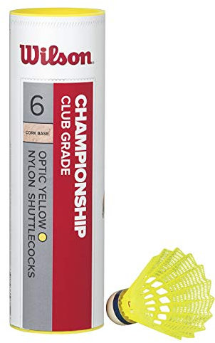 WILSON Badminton-Ball, Championship Shuttlecocks, 6-er Dose, 78 Grains, Gelb, Kunststoff/Naturkork, WRT6044YE78, Einheitsgröße