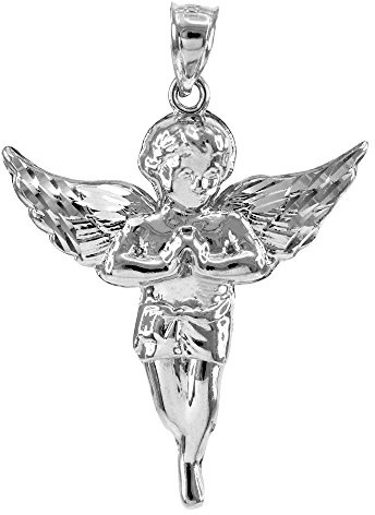 Religious Jewelry .925 Sterling Silver Angel Heavenly Guardian Pendant Charm - Medium
